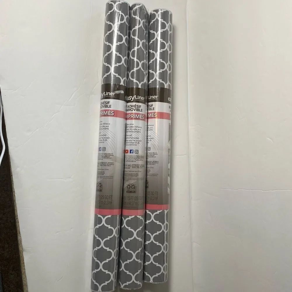 Duck Brand Easy Liner Removable Adhesive 3 Rolls Grey Quatre 20" x 15'